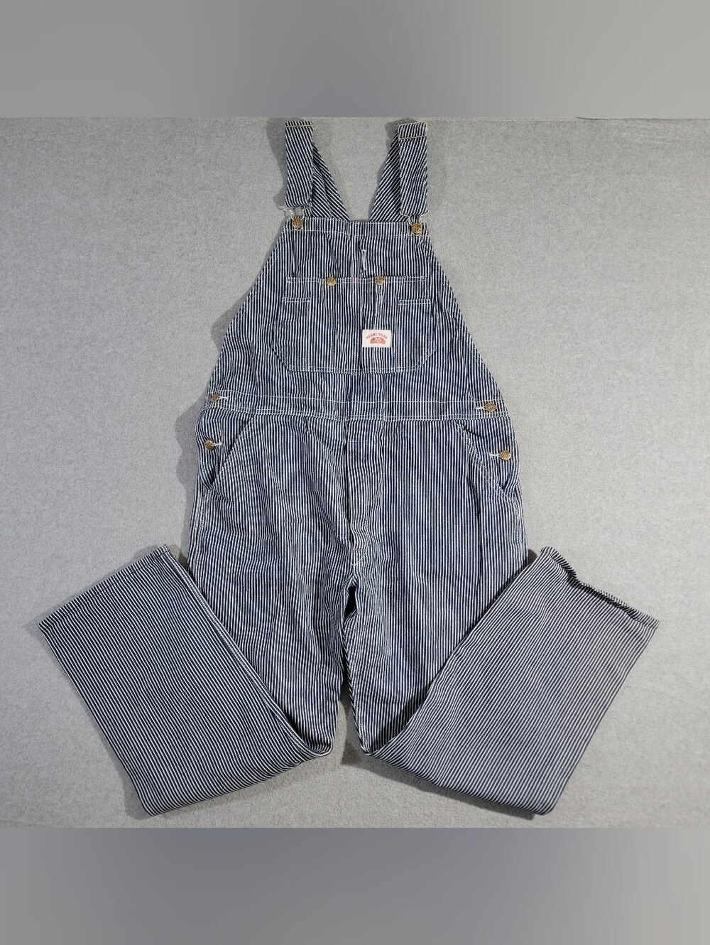 Round House Brand Carpenter Overalls Men's 36X30 USA Striped Cotton
